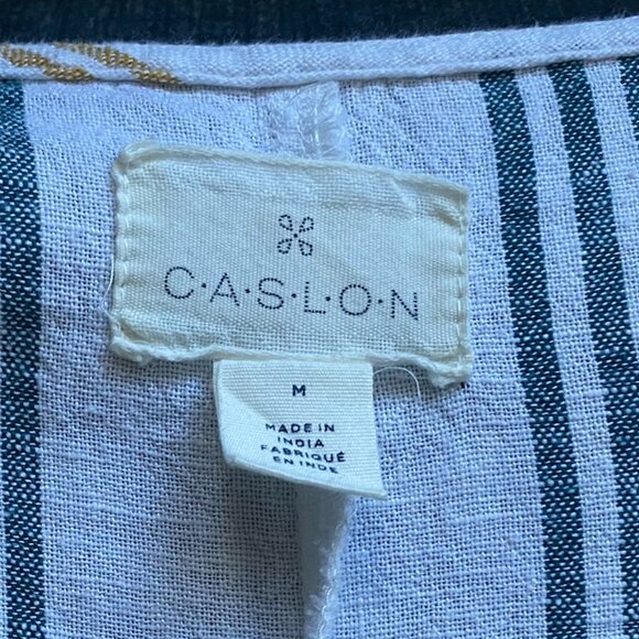 Caslon Wide Leg Linen Blend Jumpsuit, Ivory Mutlicolor Stripe, Size M - Picture 8 of 9